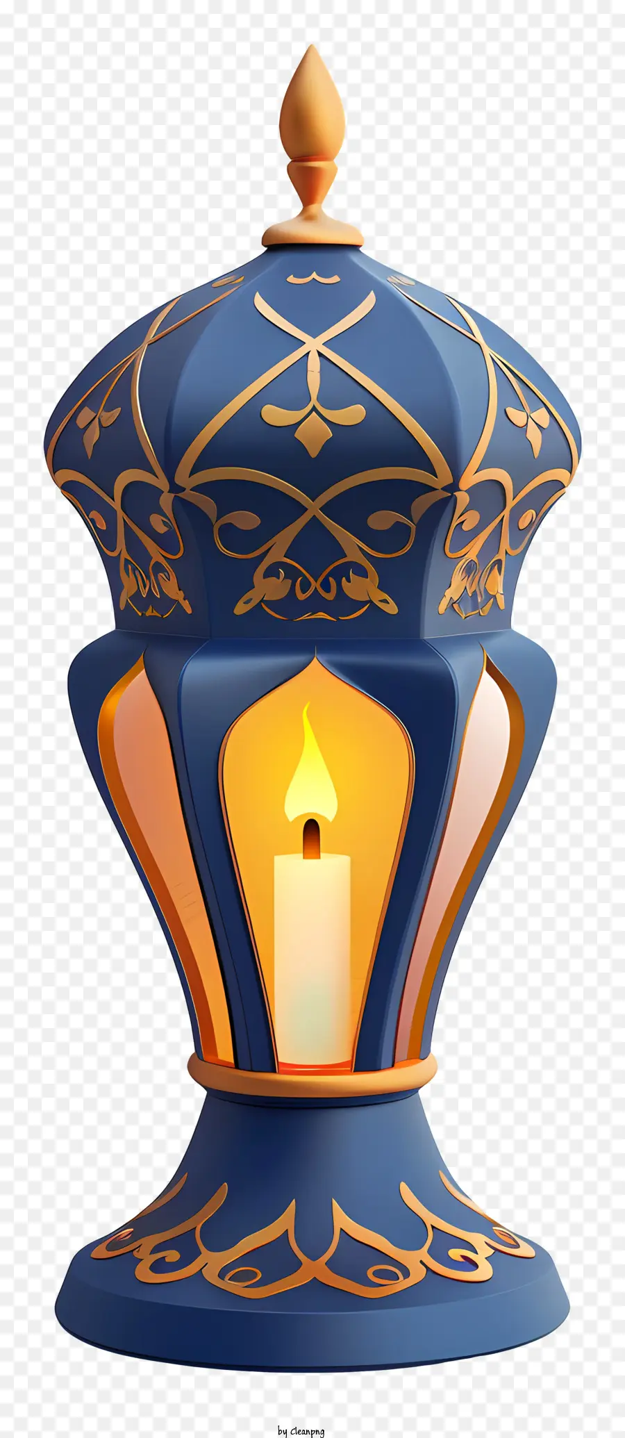 Исламская лампа，синяя и золотая лампа PNG