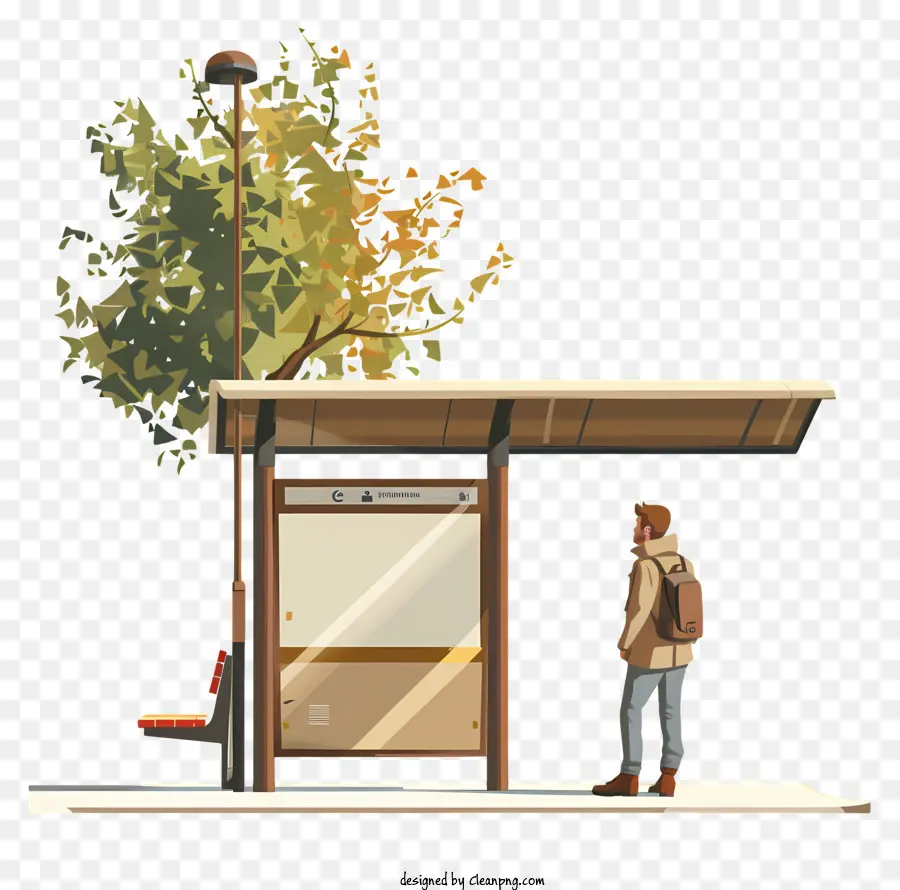 Человек стоящий на автобусной остановке，Автобусная остановка PNG