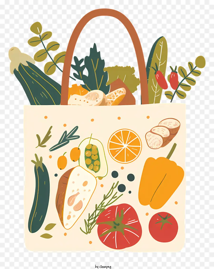 экологическая сумка с едой，хозяйственная сумка PNG