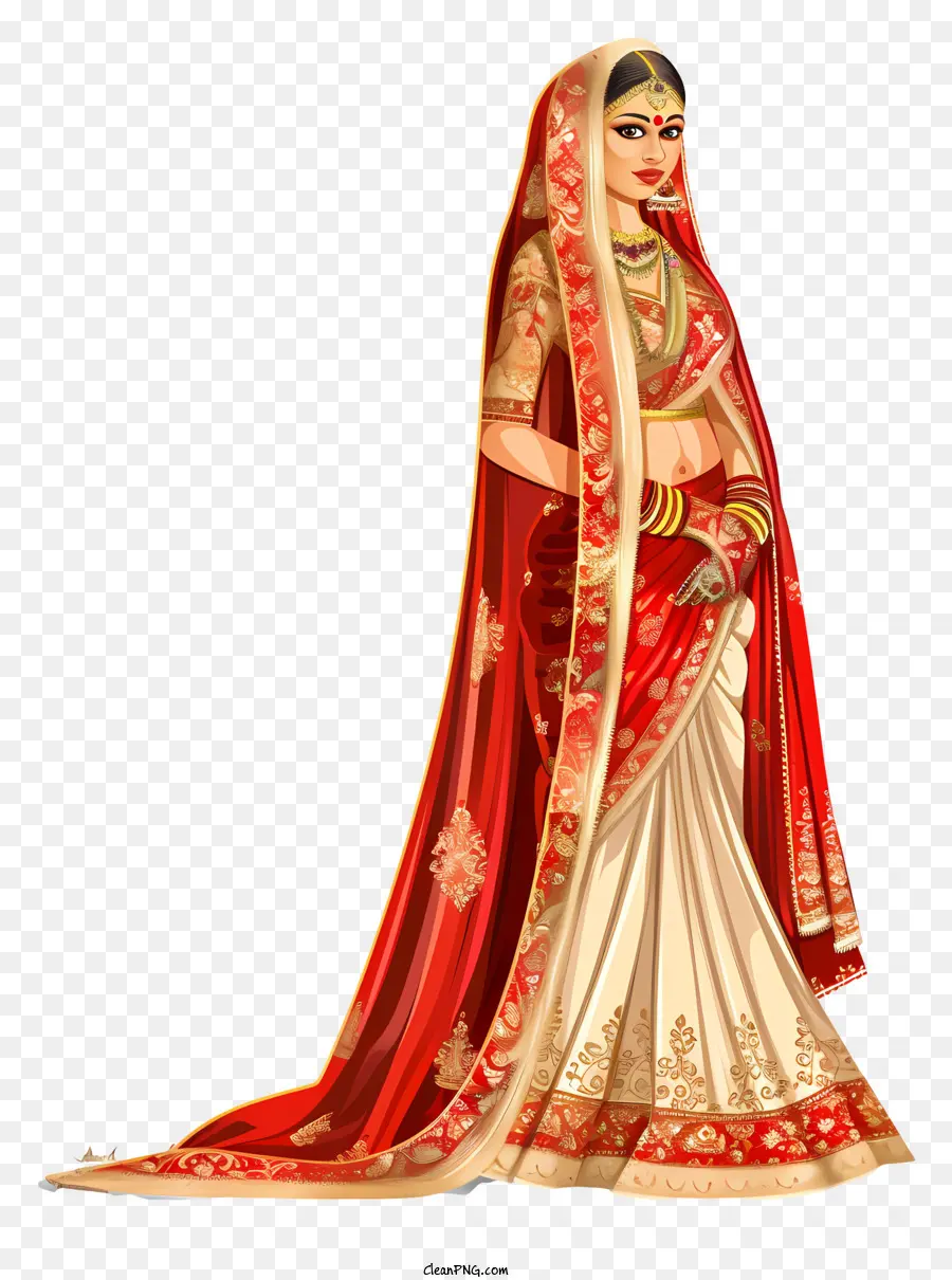Индийское свадебное сари，индийский свадебное платье PNG