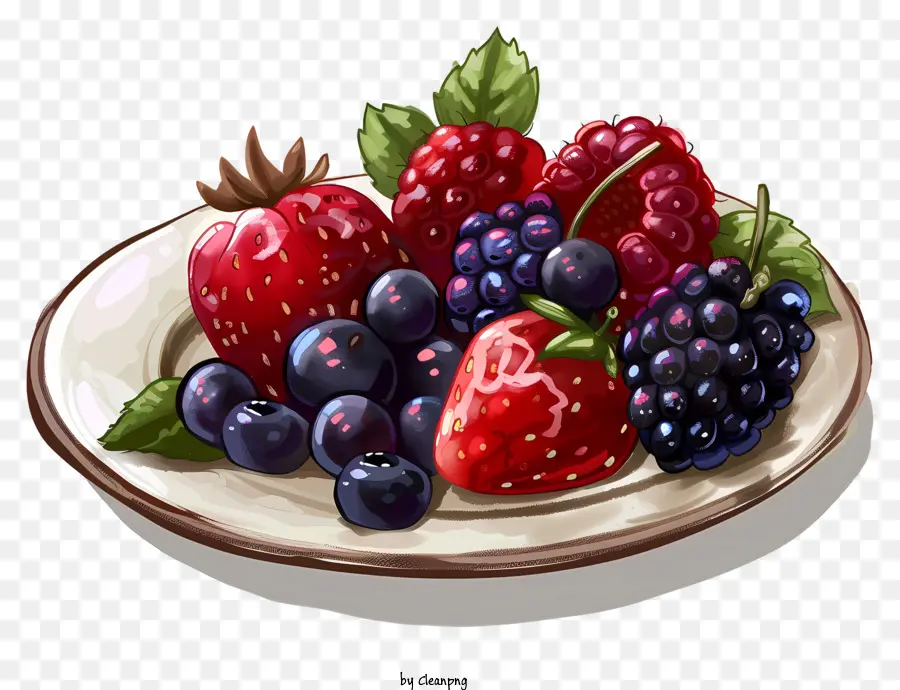 Тарелка с ягодами，Berries PNG