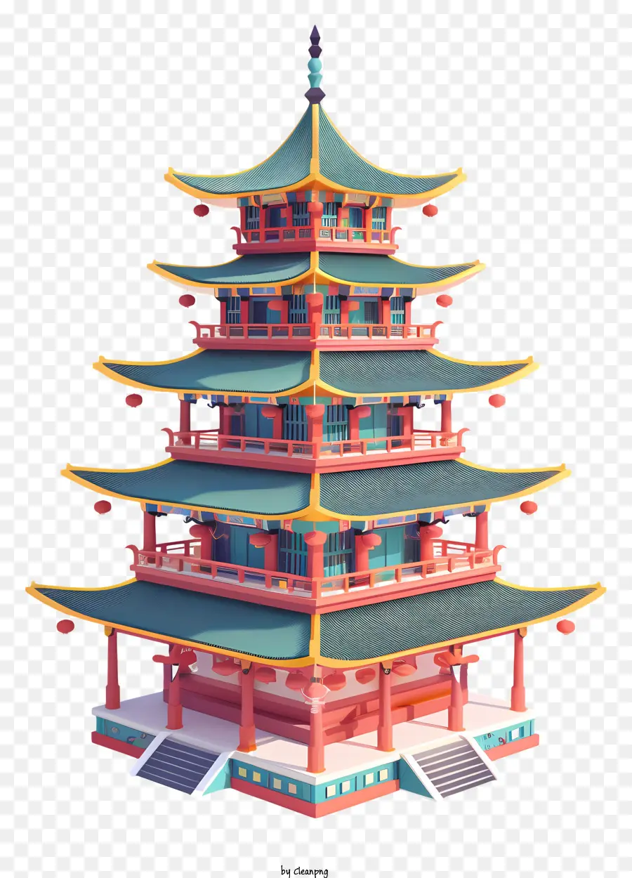 Пагода，3d визуализация PNG