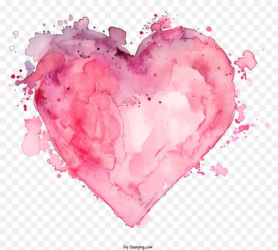 Розовое акварельное сердце，акварельная живопись PNG