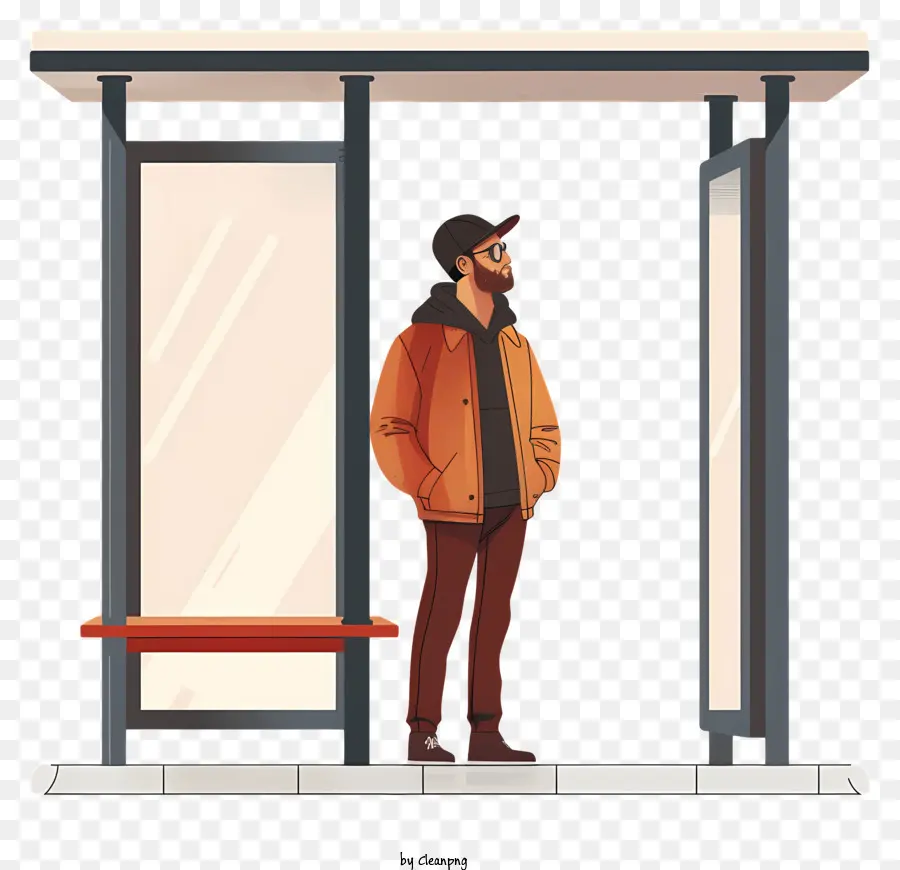 Человек стоящий на автобусной остановке，общественный транспорт PNG