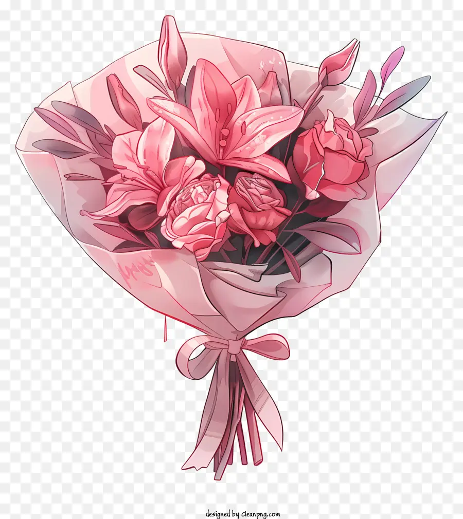 розовый букет，розовые розы PNG
