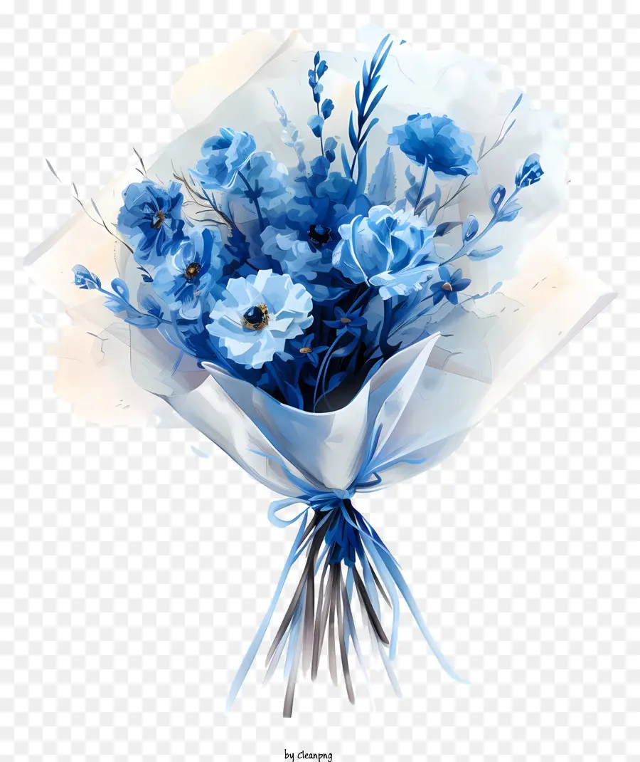 синий букет，синие цветы PNG
