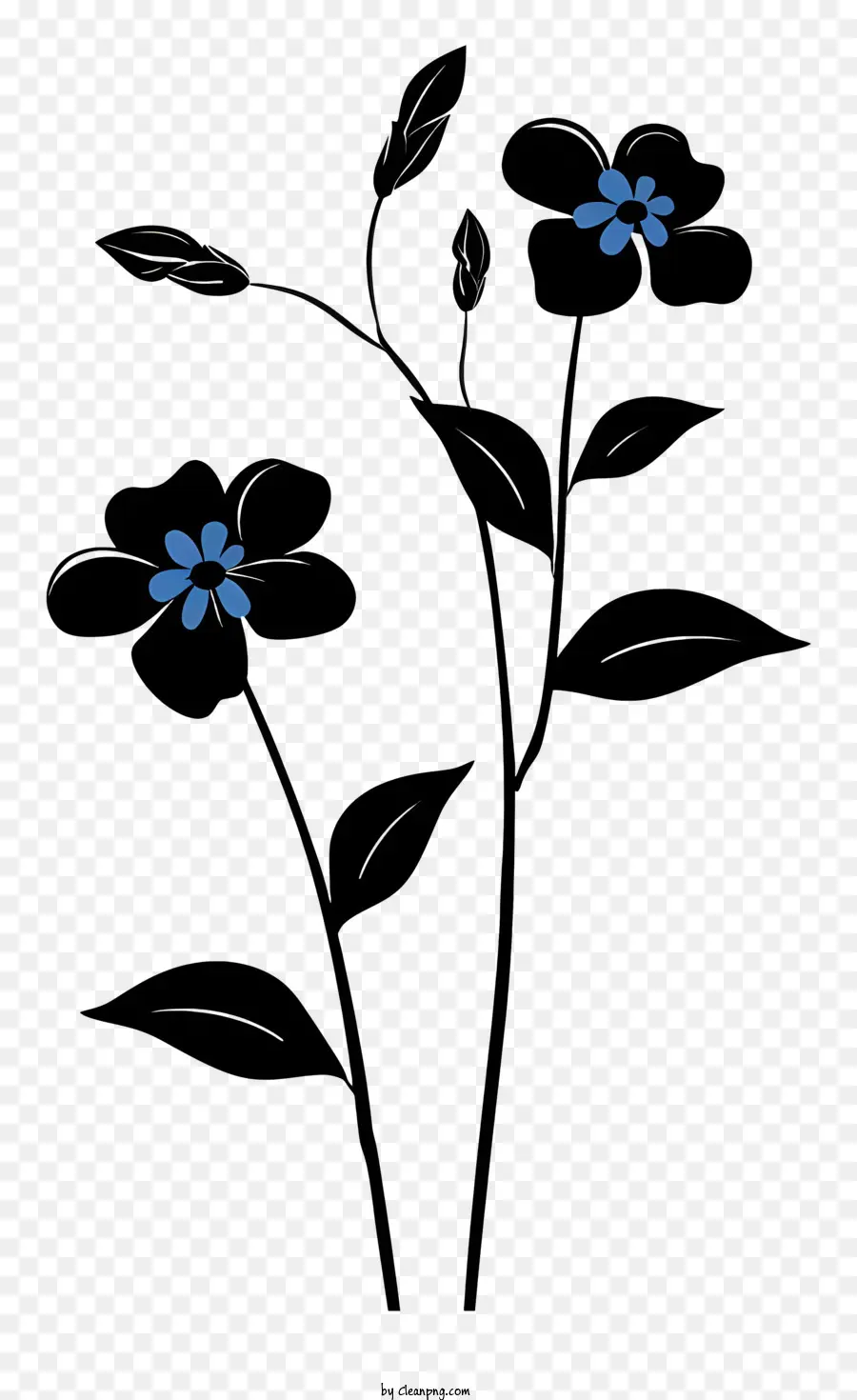 цветок силуэт，синие цветы PNG