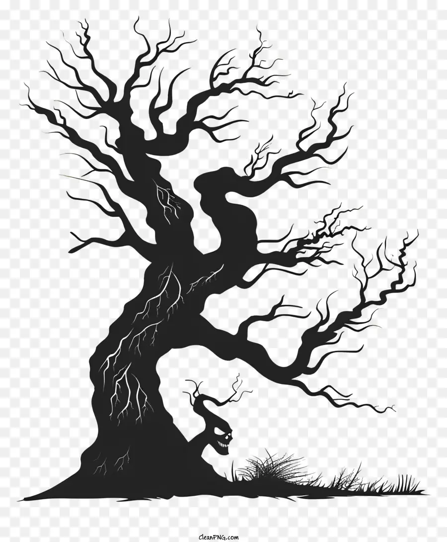 Spooky Tree Silhouette，Дерево PNG