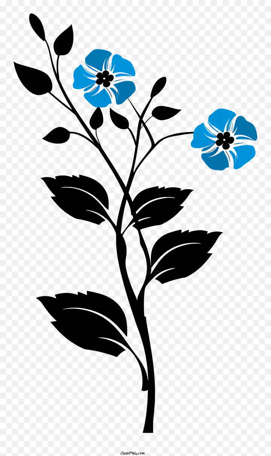 цветок силуэт，синие цветы PNG