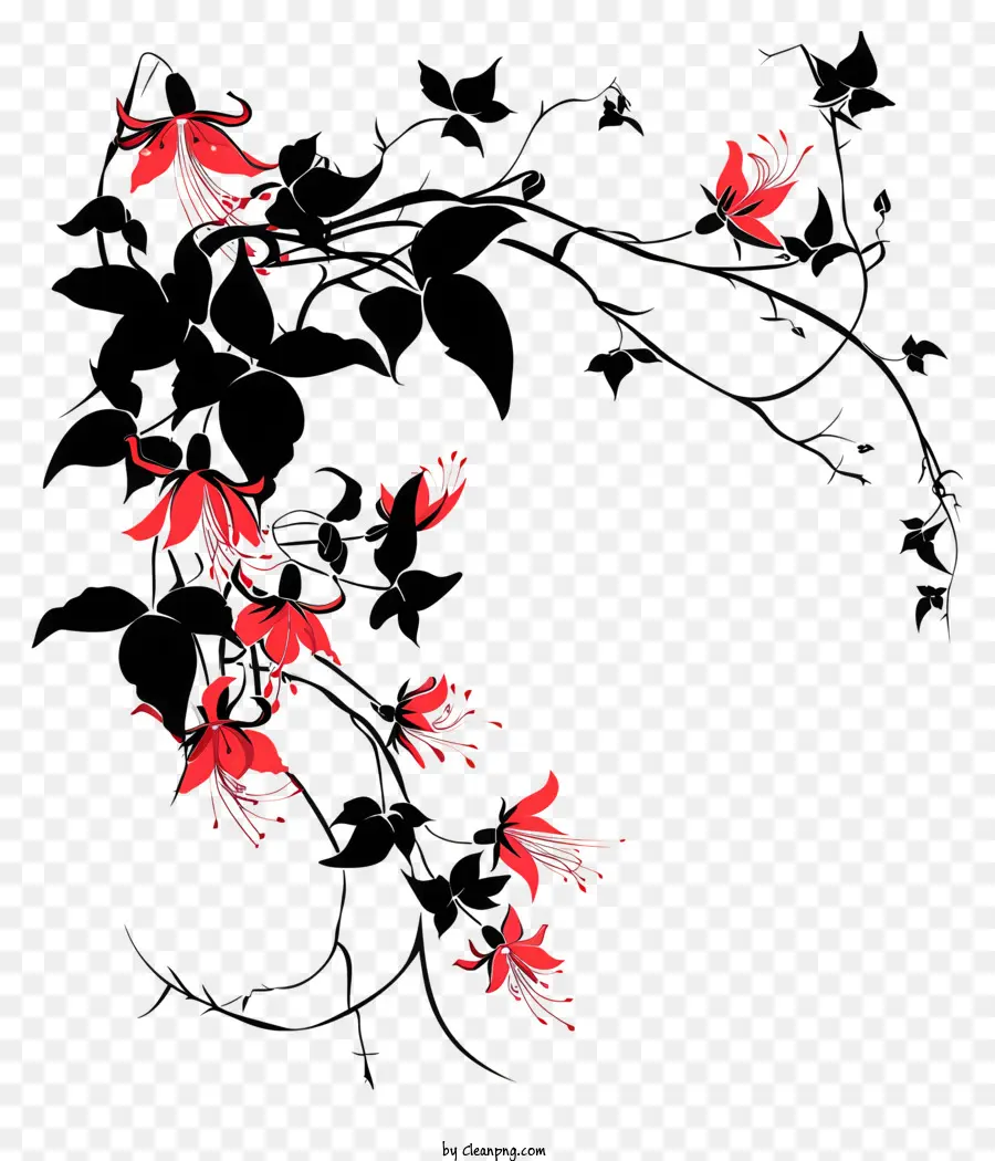 цветок силуэт，красные цветы PNG
