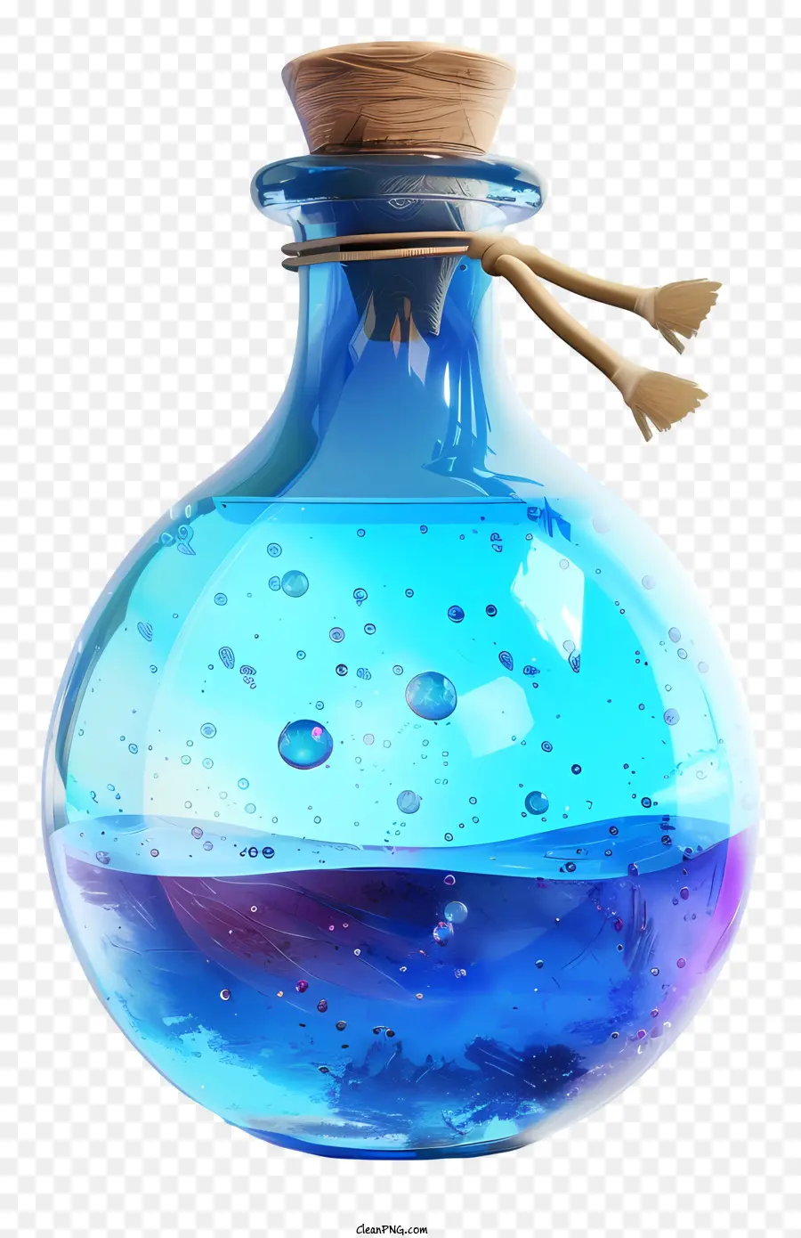Зелье，Голубая стеклянная бутылка PNG
