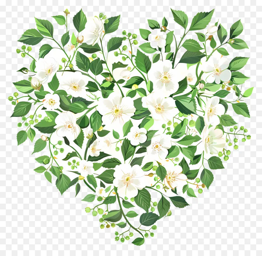 цветочное сердце，зеленое сердце PNG