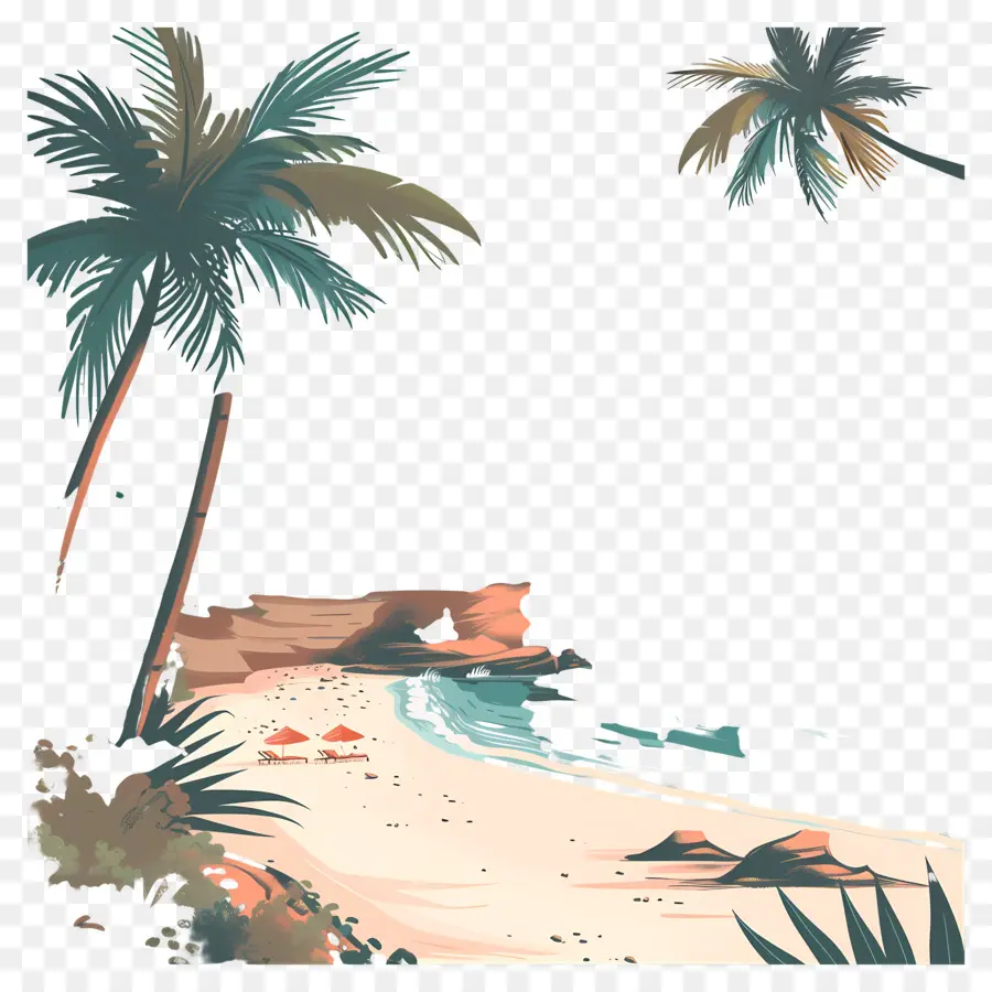 Пейзажной живописи，тропический пляж PNG