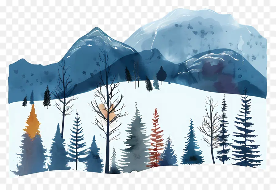 Пейзажной живописи，Снежный пейзаж PNG