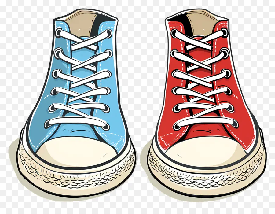красный，синие и белые кроссовки PNG