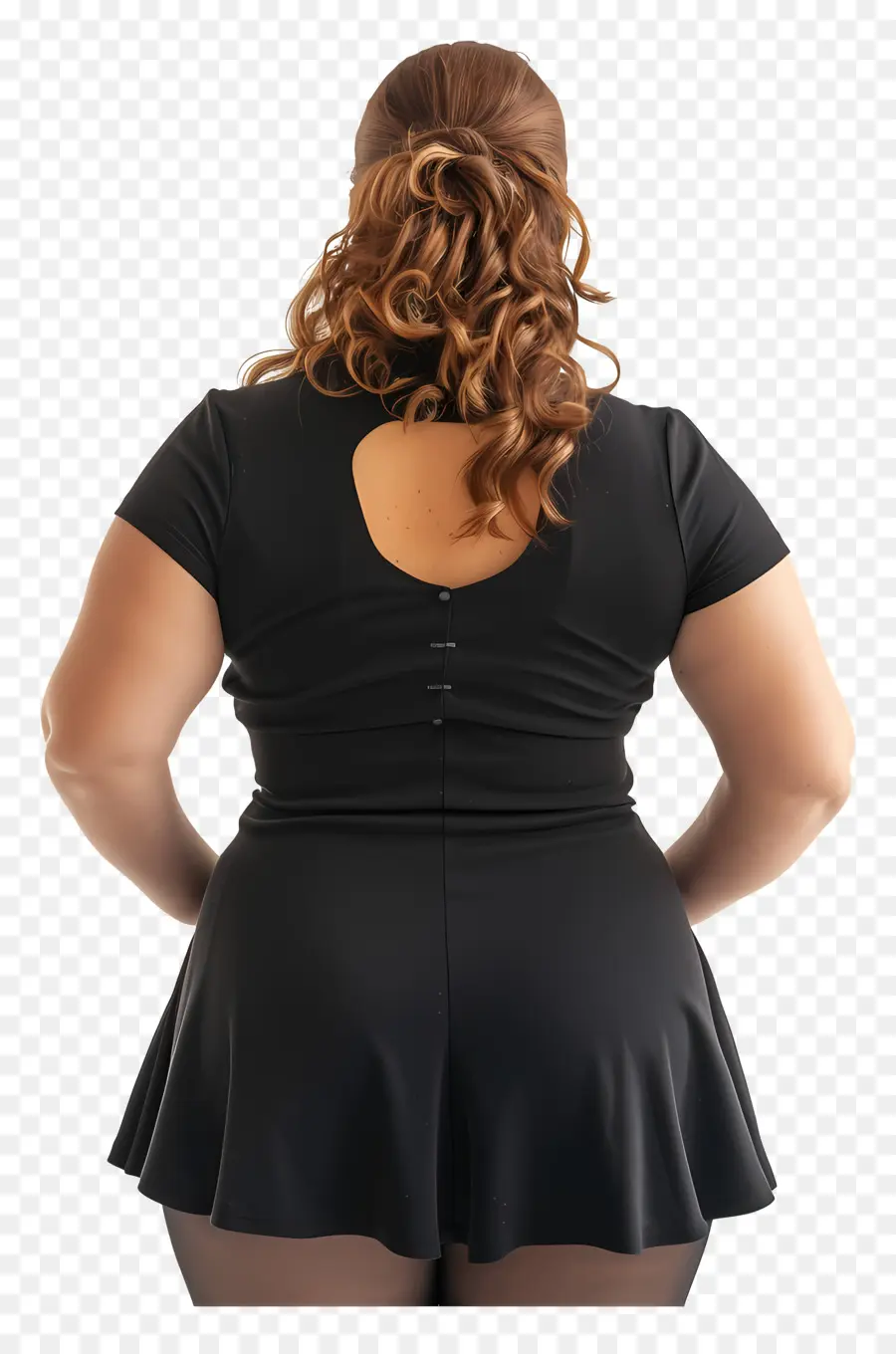 толстая женщина，черный наряд PNG