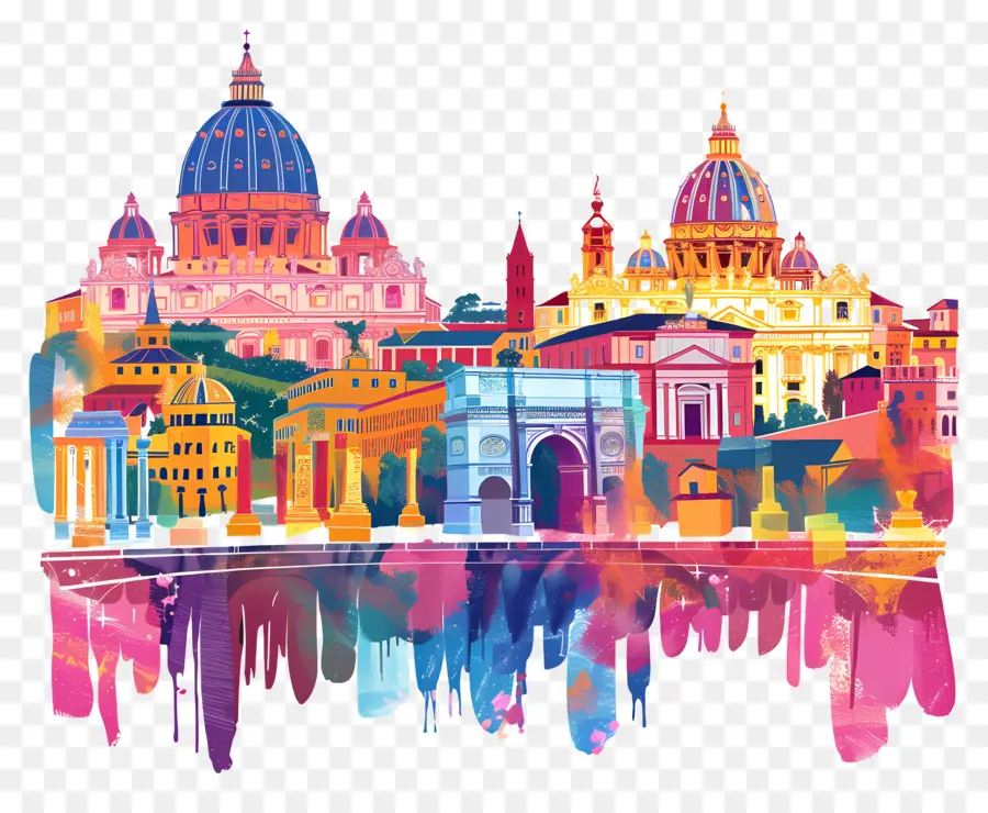 Италия Рим，акварельная живопись PNG