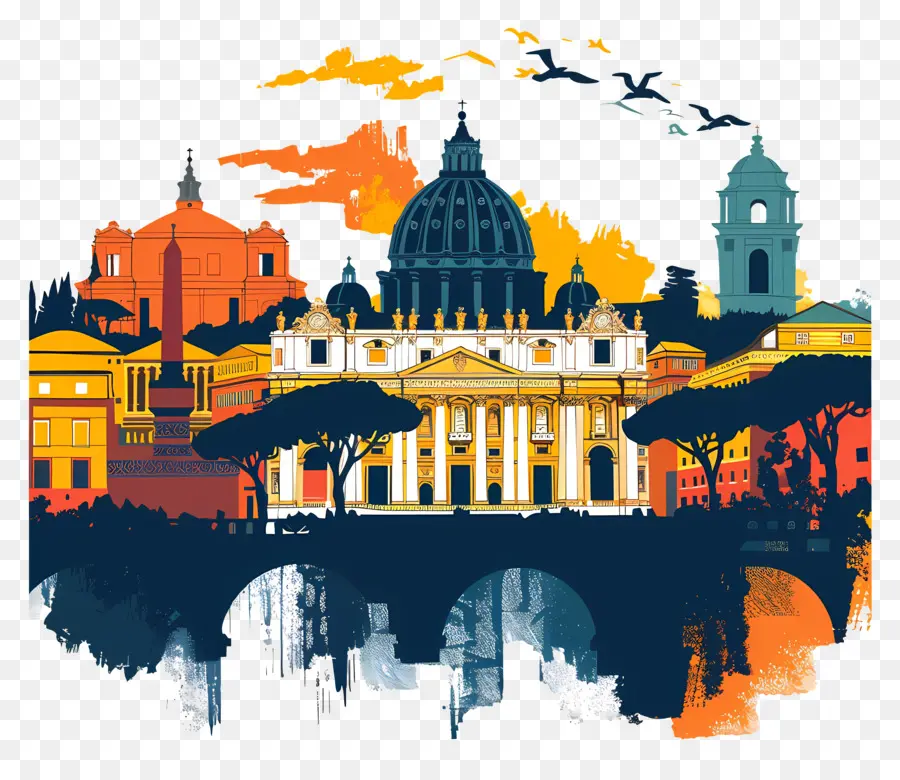 Италия Рим，цифровая живопись PNG