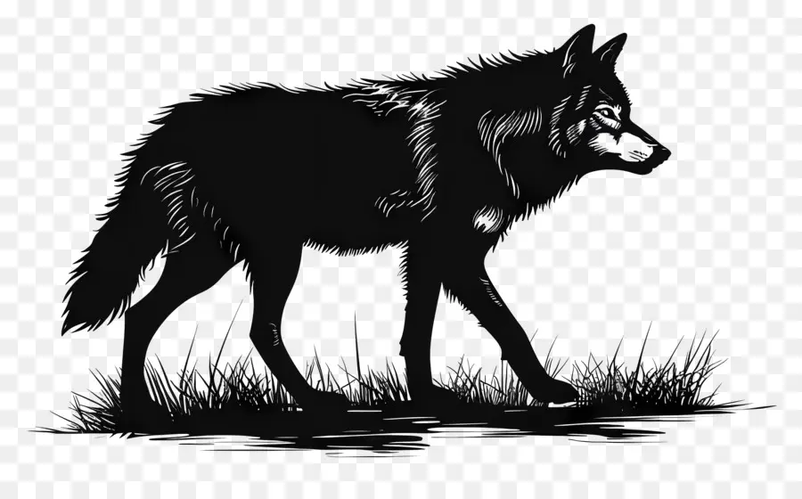 волк силуэт，Черный волк PNG