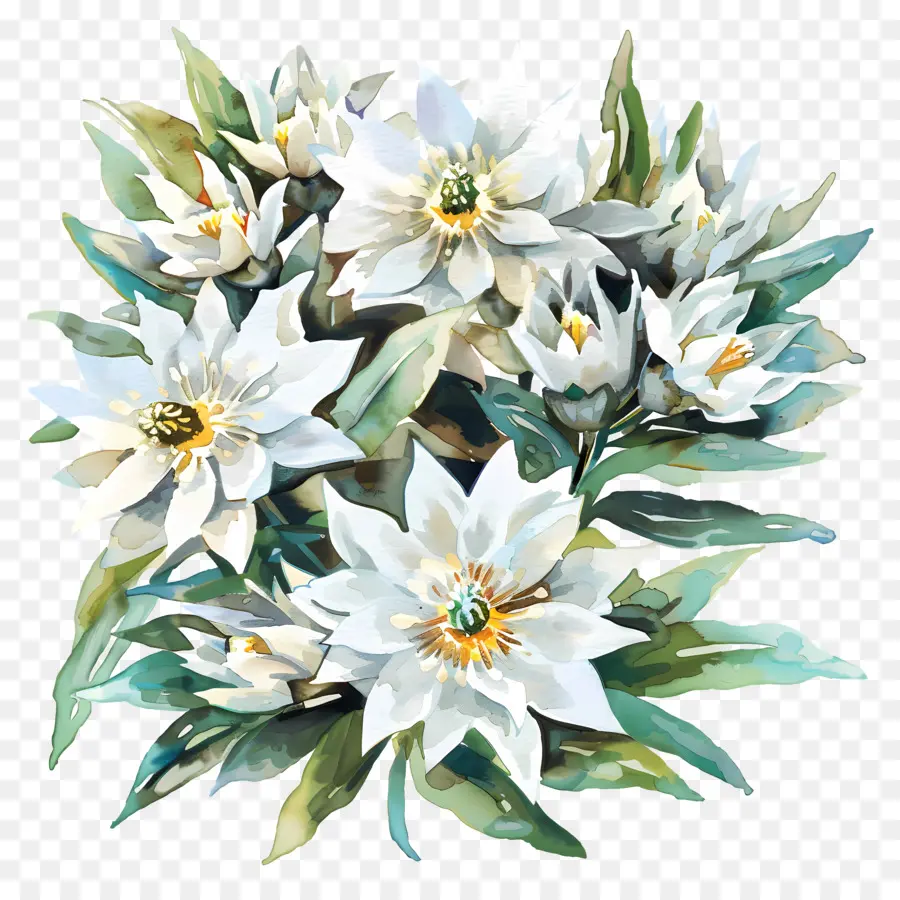Эдельвейс，белые цветы PNG