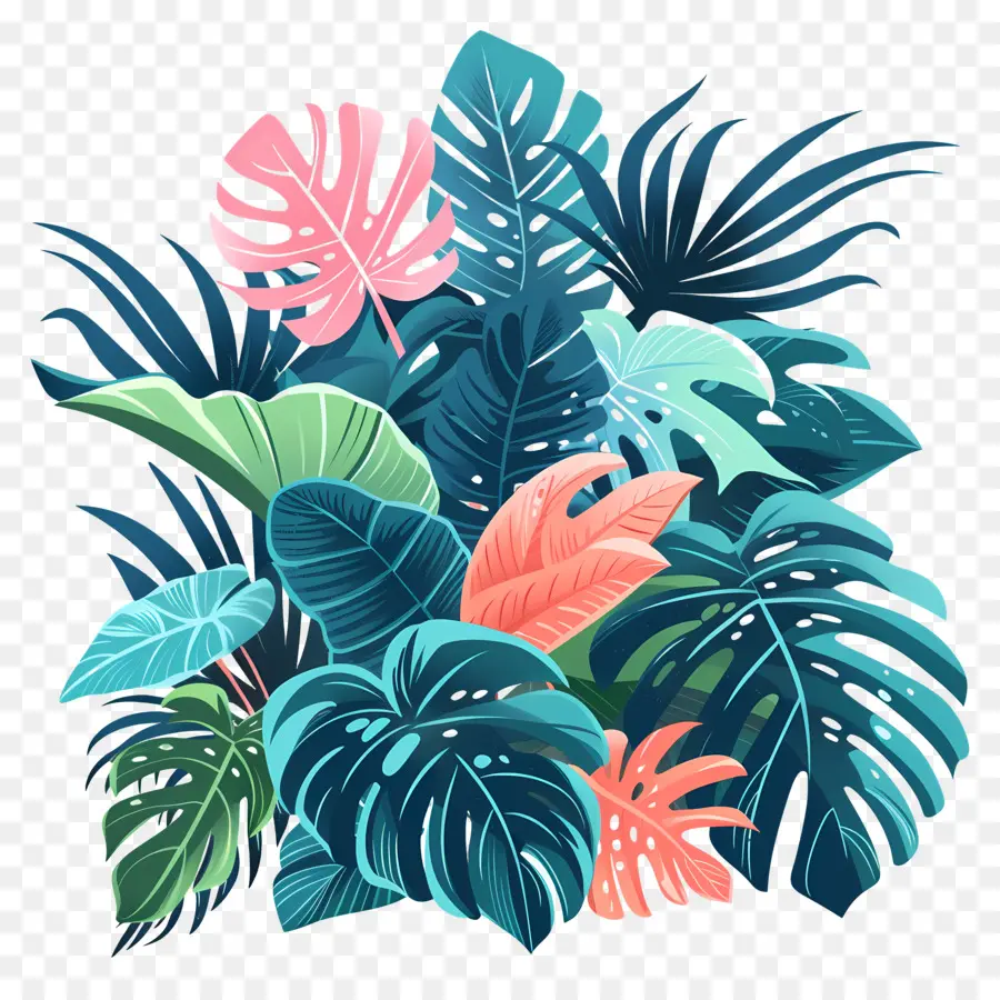 пышные растения，тропические листья PNG