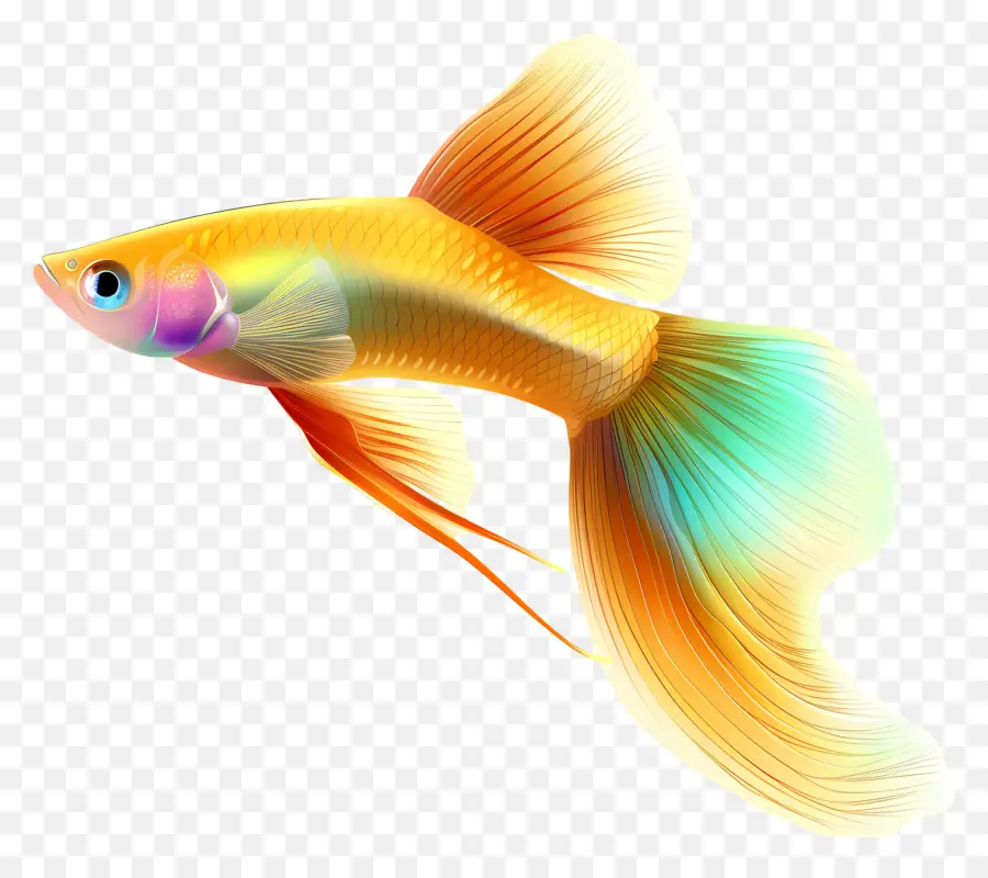 гуппи，Золотая рыбка PNG