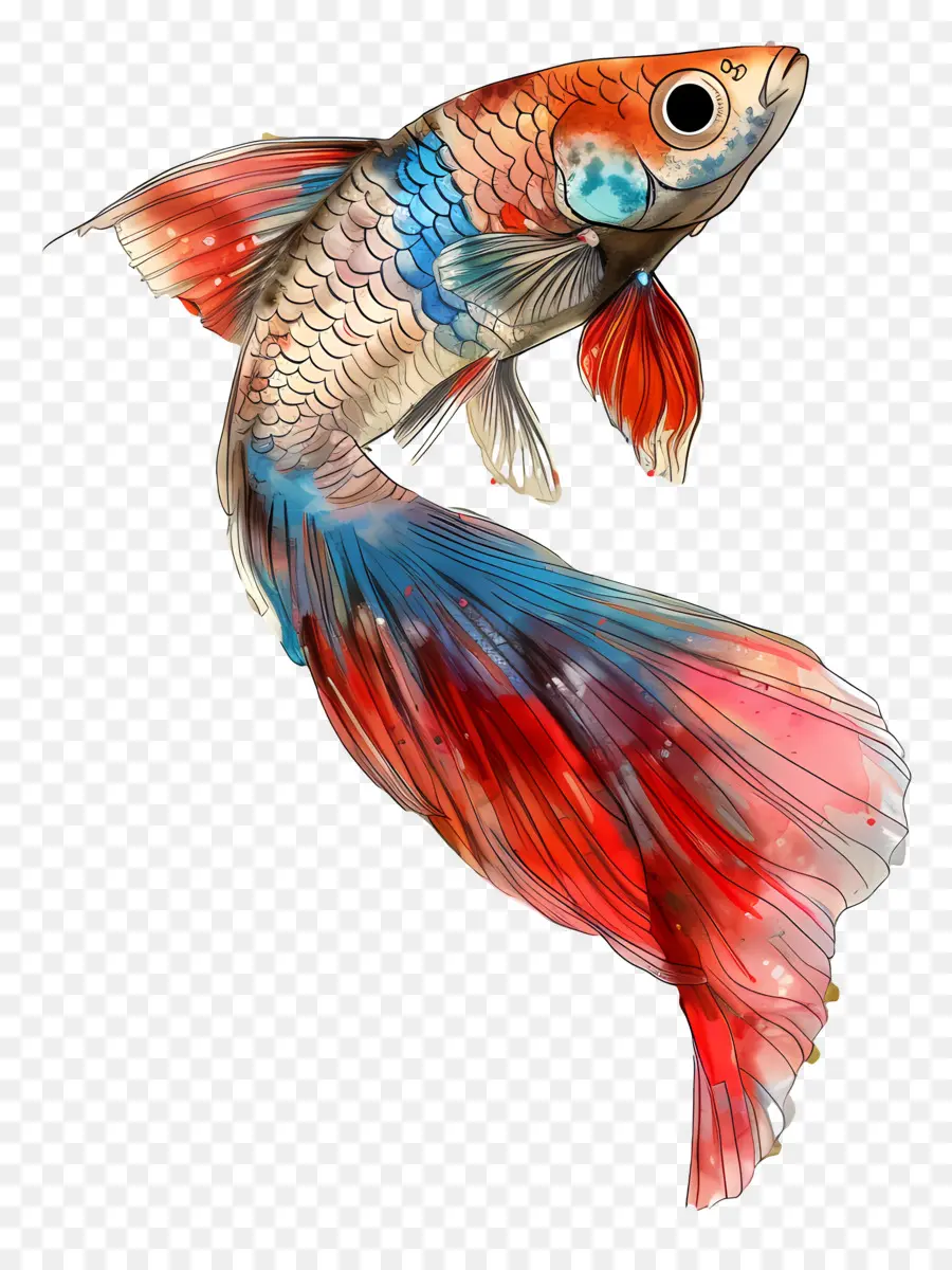 гуппи，живопись рыбы PNG
