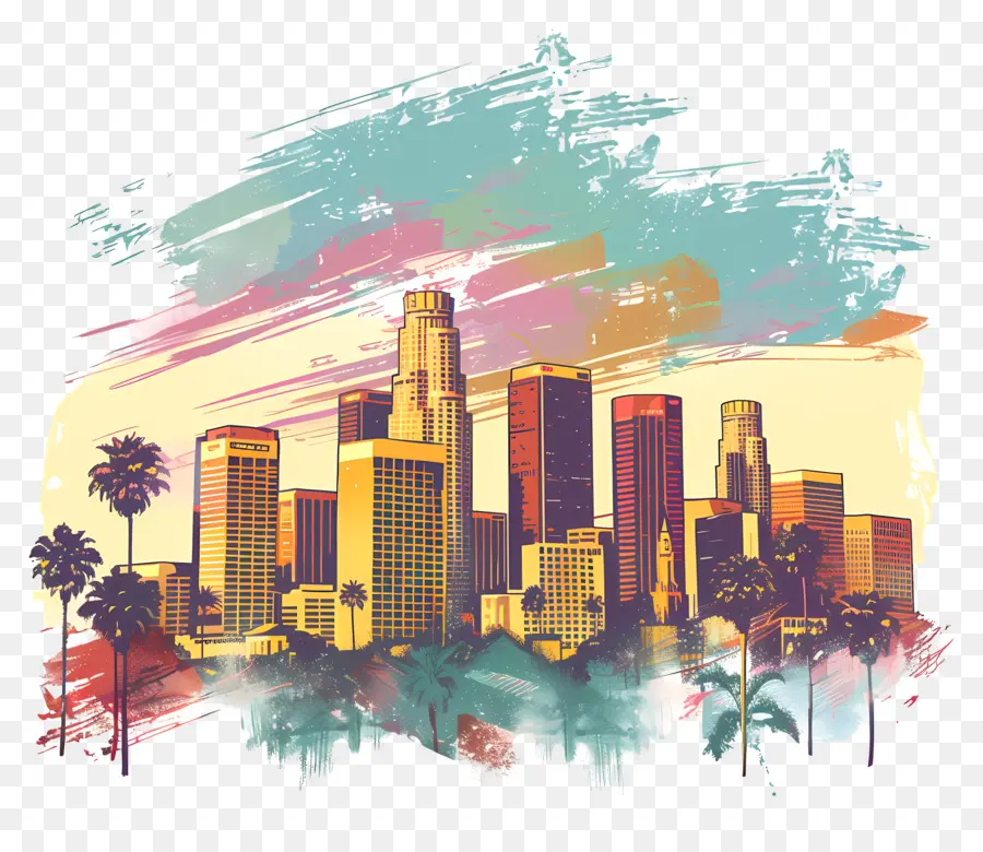 Лос Анджелес，цифровая живопись PNG