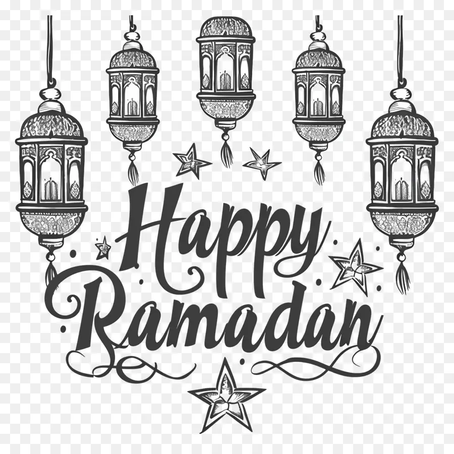 счастливые Рамадан，Подвесные фонари PNG