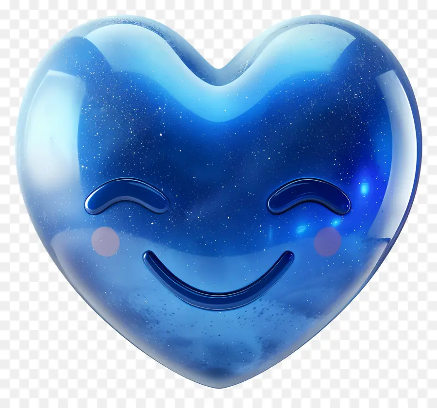Смайлики，голубое сердце PNG