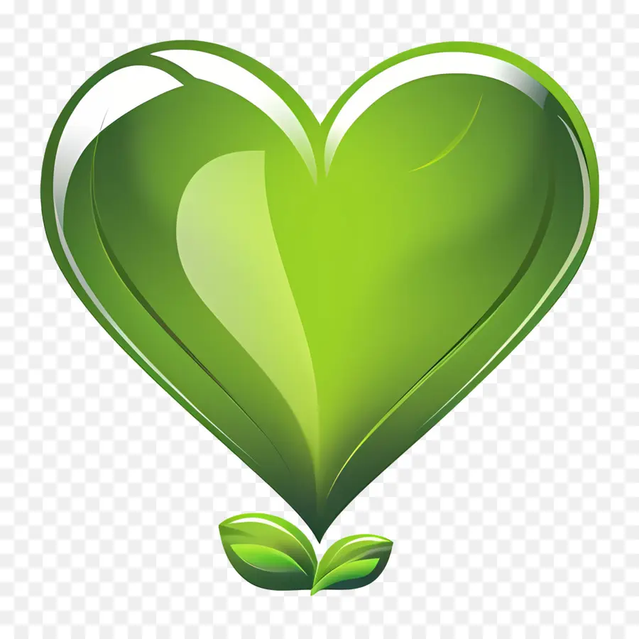 Смайлики，зеленое сердце PNG