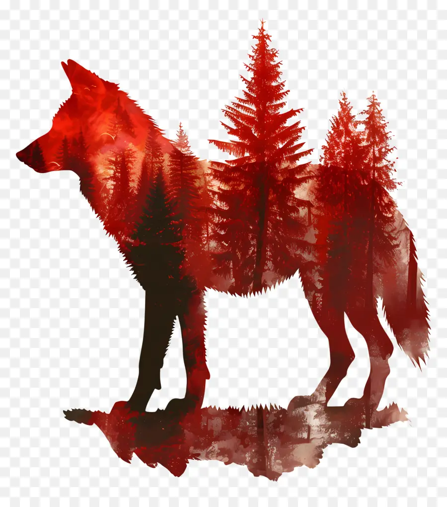 волк силуэт，Red Wolf PNG