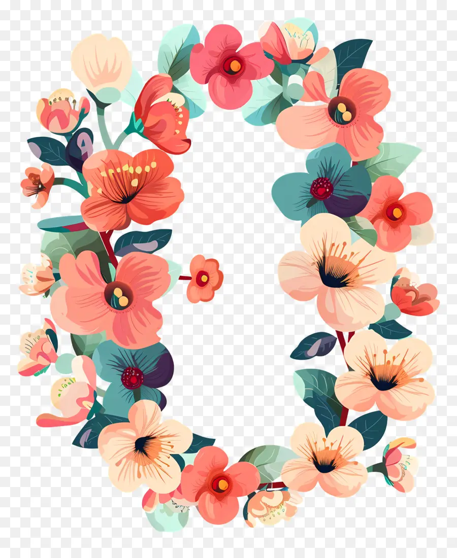 количество 0，цветочный алфавит PNG