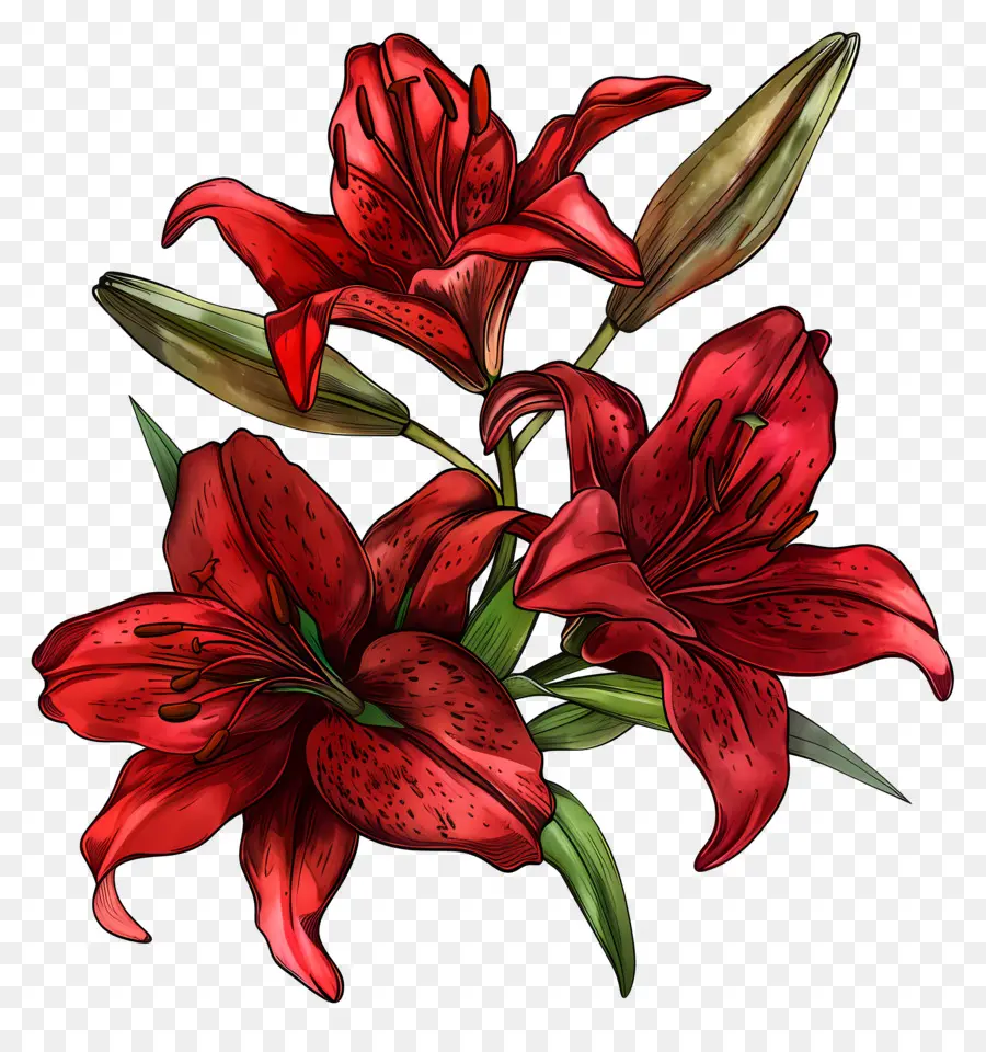 Лили，Красная Лилия PNG