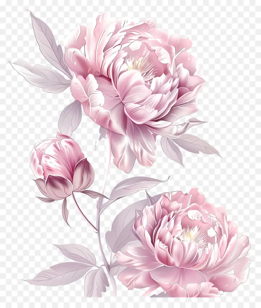 пионы，Розовые пион цветы PNG