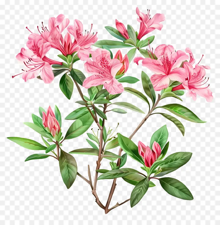Азалия растение，Розовые цветы PNG