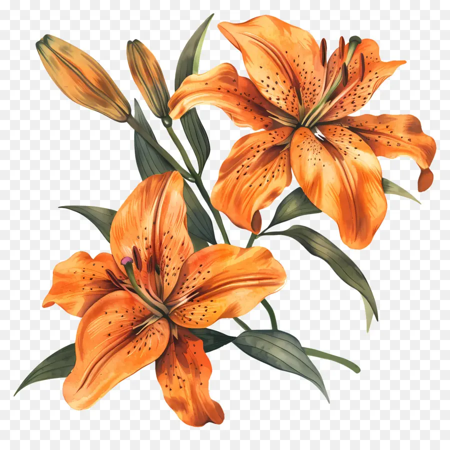 Лили，оранжевые лилии PNG