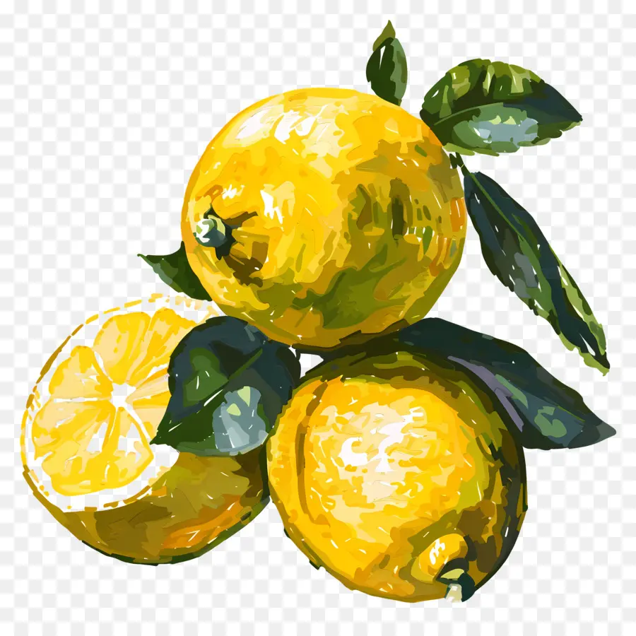 лимоны，цифровая живопись PNG
