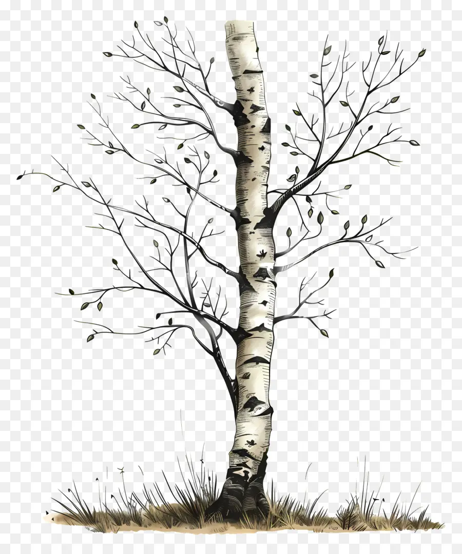 береза，картина дерево PNG