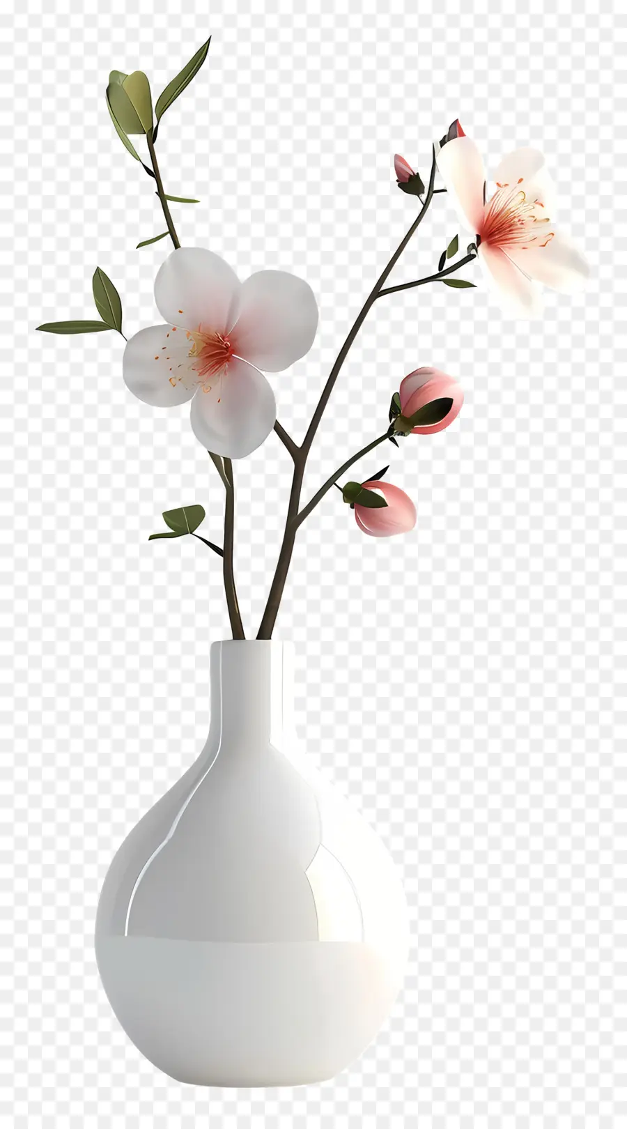 Ваза с цветами，белая ваза PNG