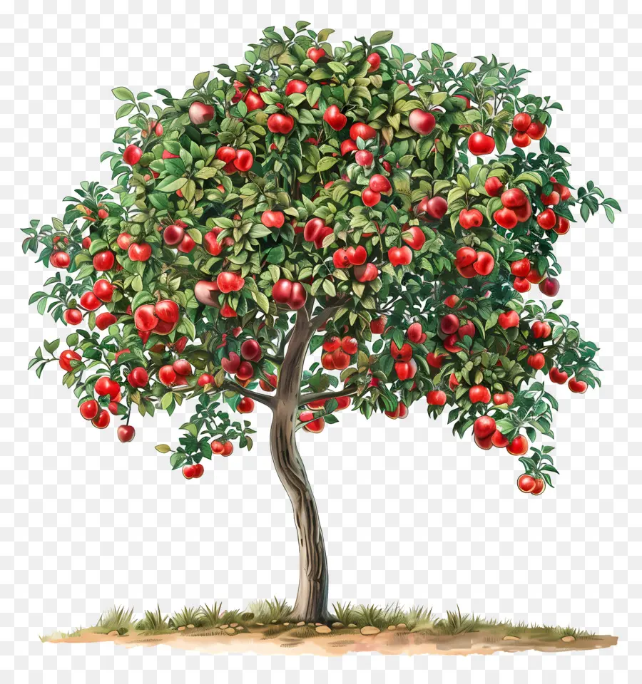 яблоня，красные яблоки PNG