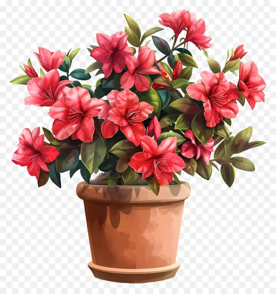 Азалия растение，красные цветы PNG