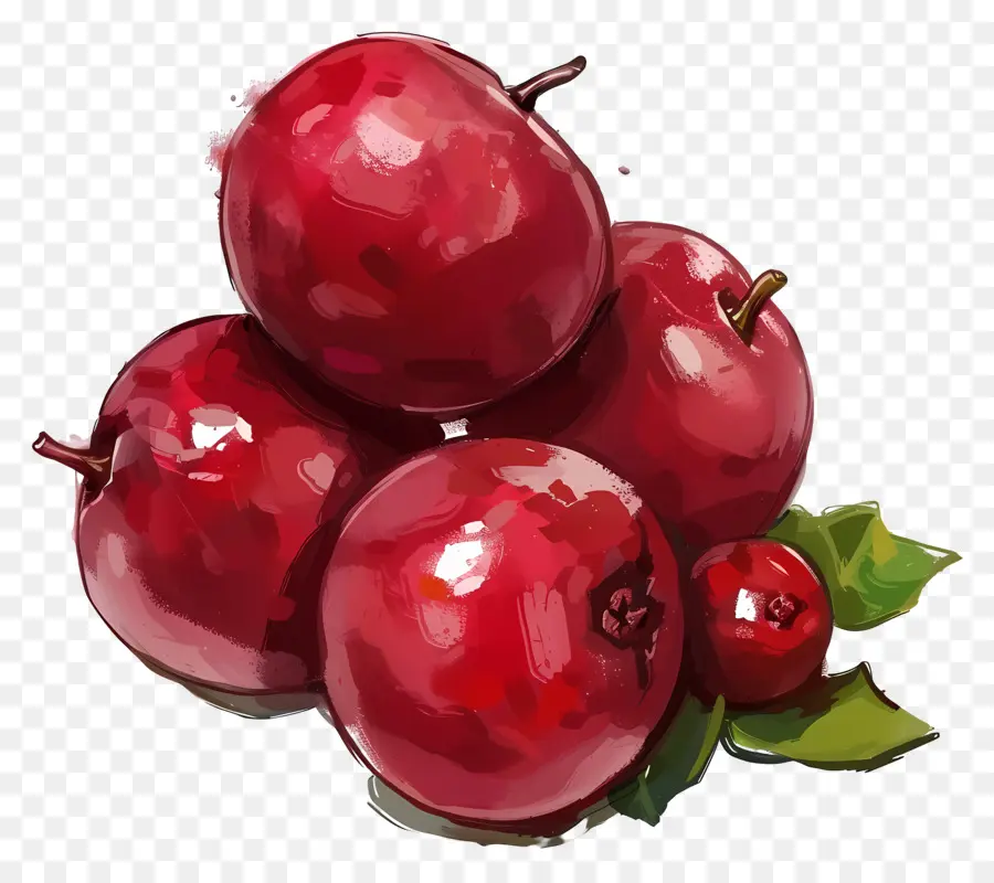 Cranberries，красные яблоки PNG