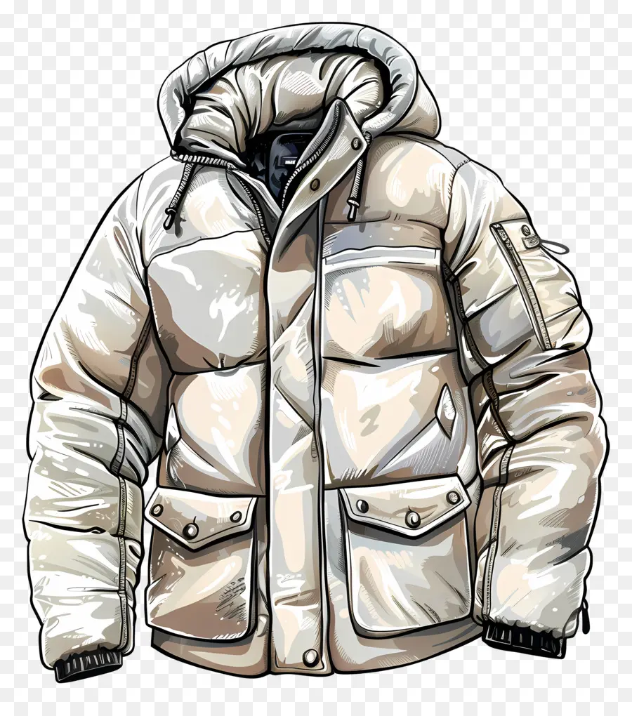 зимняя куртка，белая куртка PNG