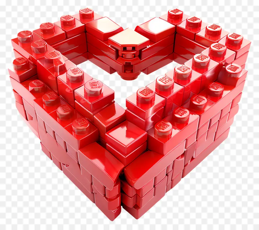 Красное сердце Lego，Лего сердце PNG