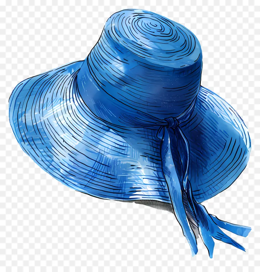 Солнце шляпа，синий соломенная шляпа PNG