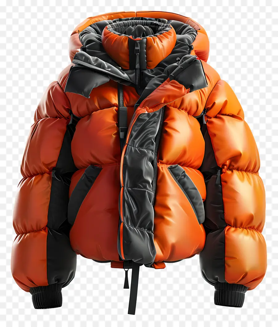 зимняя куртка，Оранжевая куртка Puffer PNG