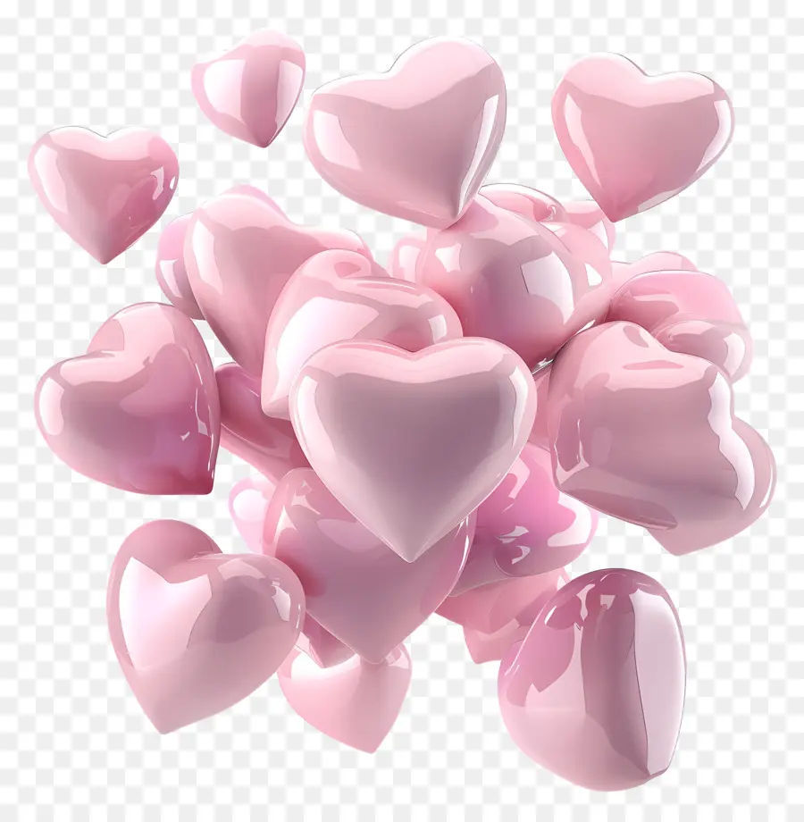 плавающие розовые сердца，Розовые сердца PNG