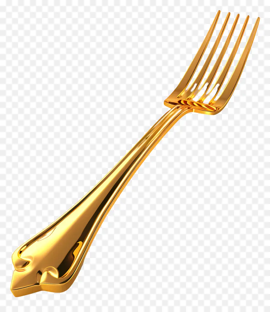 Золотая вилка，посуда PNG