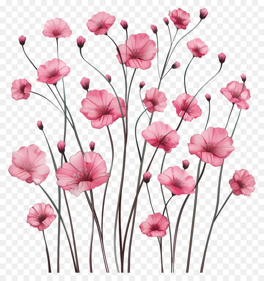 Розовые цветы，акварельная живопись PNG